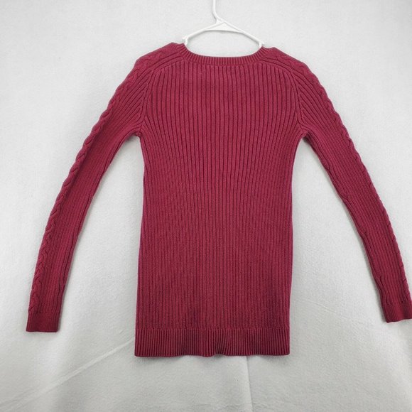 NAUTICA Sweater Women's Long Sleeve Round Neck Tight Knit Red Small - Picture 8 of 12